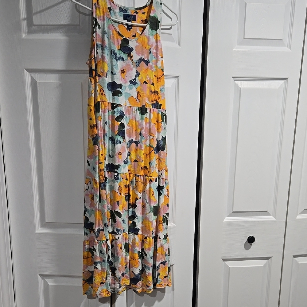 D & CO BEACH Yellow and White Sleeveless Maxi Sundress SIZE SP